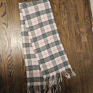 100% Cashmere Chic Pink Plaid Scarf with Fringe